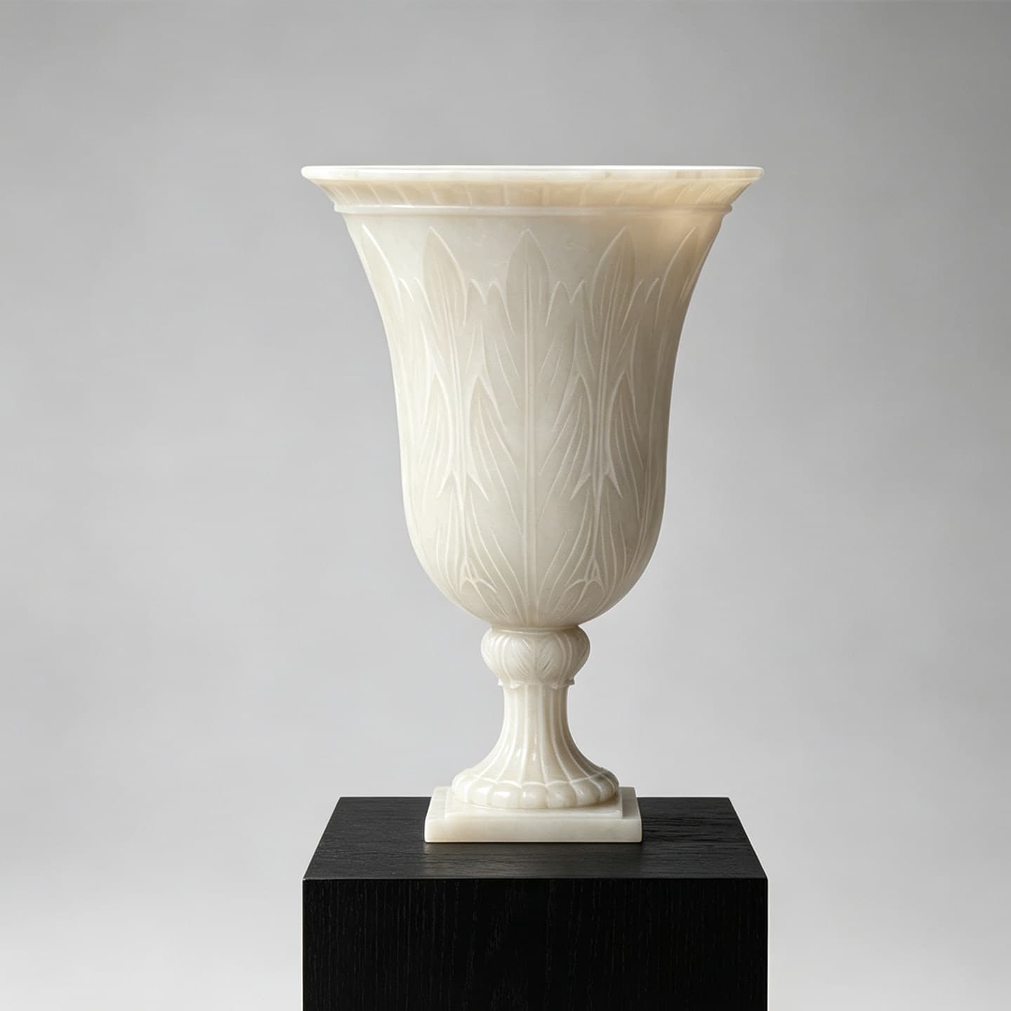 Retro old-fashioned imitation jade large-diameter artistic carved leaf vase living room and dining room tabletop flower decoration