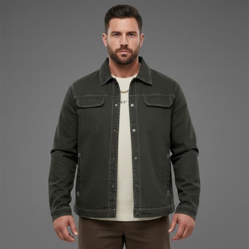HTN Cross-Border American Workwear Denim Jacket for Men Spring/Autumn Rugged Cool Retro Trendy Casual Coat Top
