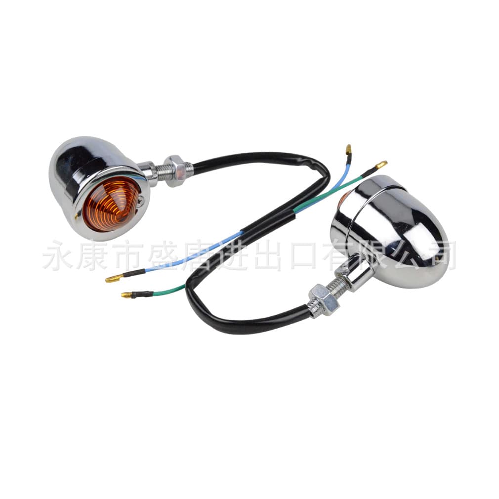 GOOFIT 12V 10W Motorcycle Vintage Modified Amber Bullet Mini Turn Signal Indicator Light