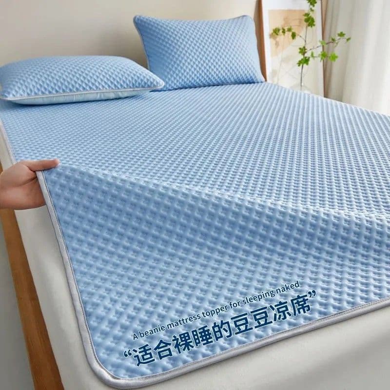 Ice Silk Cooling Mat Dormitory Ice Silk Breathable Summer Mat Ice Bean Ice Silk Mat Bed Sheet Style Mattress Pad Home Use