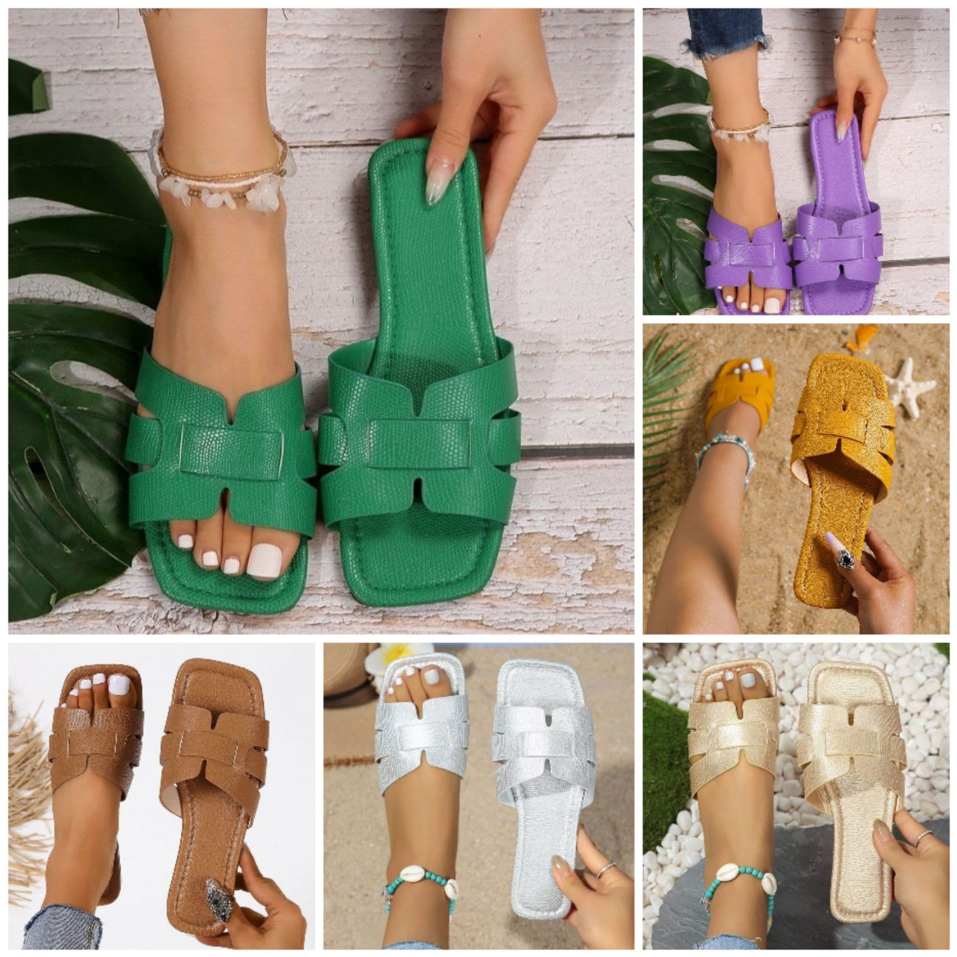 Flat Bottom Slippers for Women, African Export Breathable Home Slippers, Round Toe Casual Sandals Womens Slippers