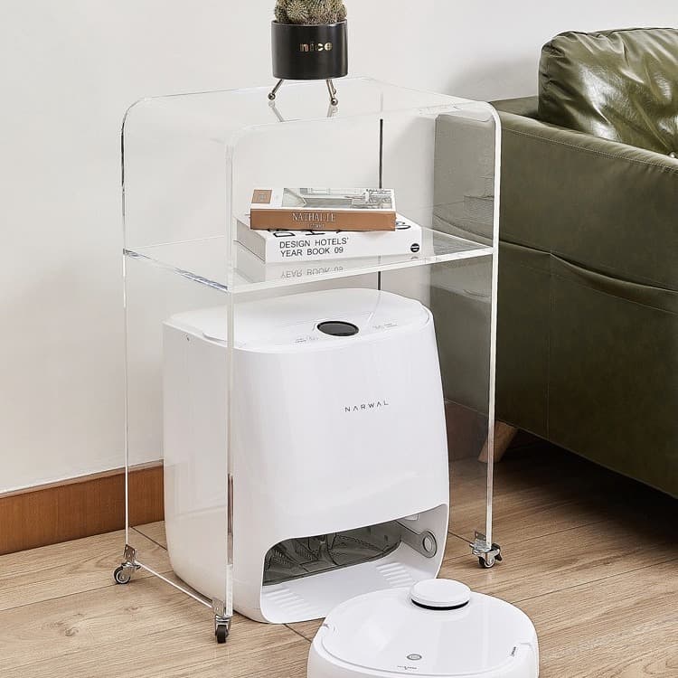 Acrylic side table with wheels Cloud Whale Companion Cobos N9 Stone sweeping robot storage rack creative trolley