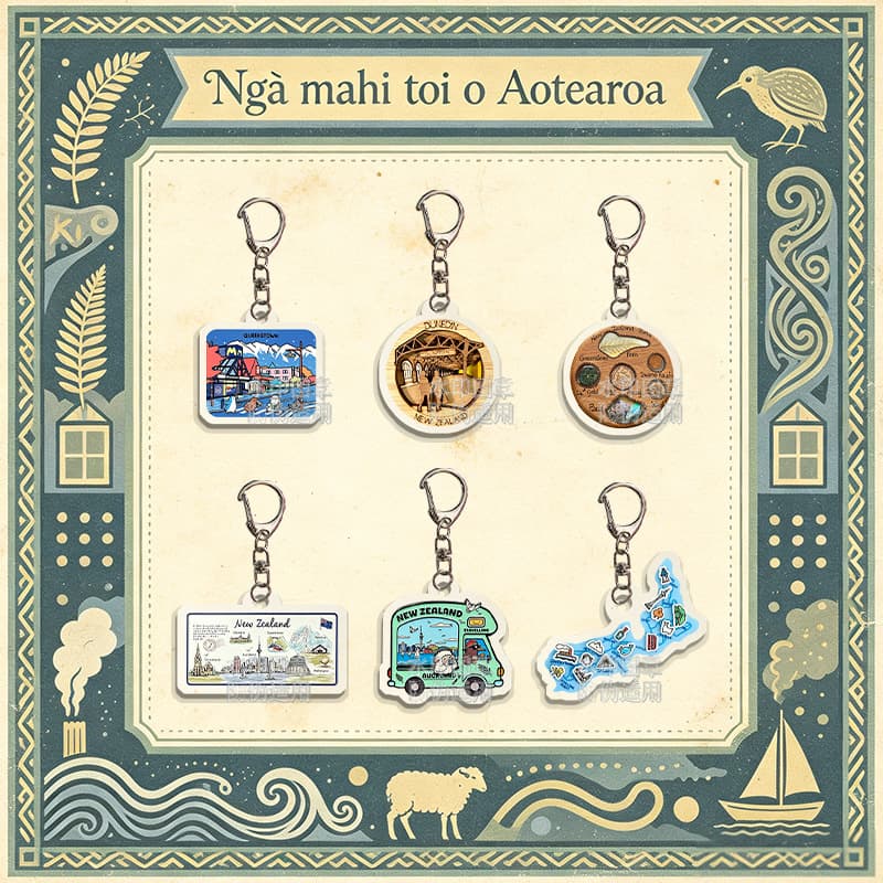 New Zealand cultural and creative keychains, acrylic keychain pendants, travel abroad to scenic spots, souvenir peripherals