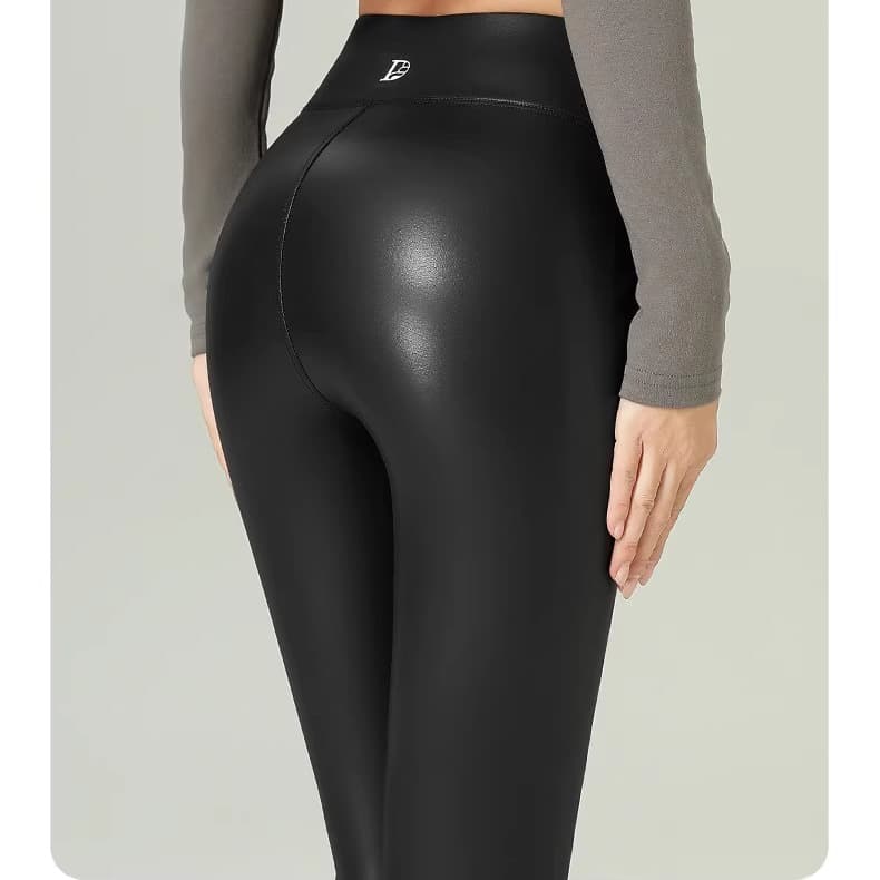 Autumn and winter Shark Leather Pants PU Leather Pants Slim Fit Stretch Leggings Thin Velvet Outerwear Seamless Motorcycle Pants Trendy