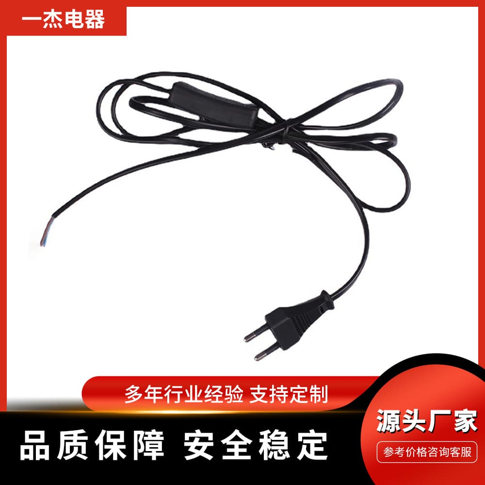 Source factory manufacturer sells two-core European power plug 303 switch power cord