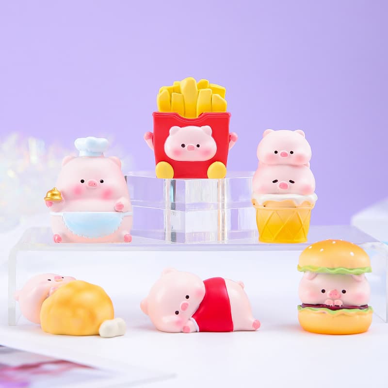 Cute Pet Pig Burger Restaurant Mini Figurine Office Desk Car Decoration TV Cabinet Ornament Wholesale