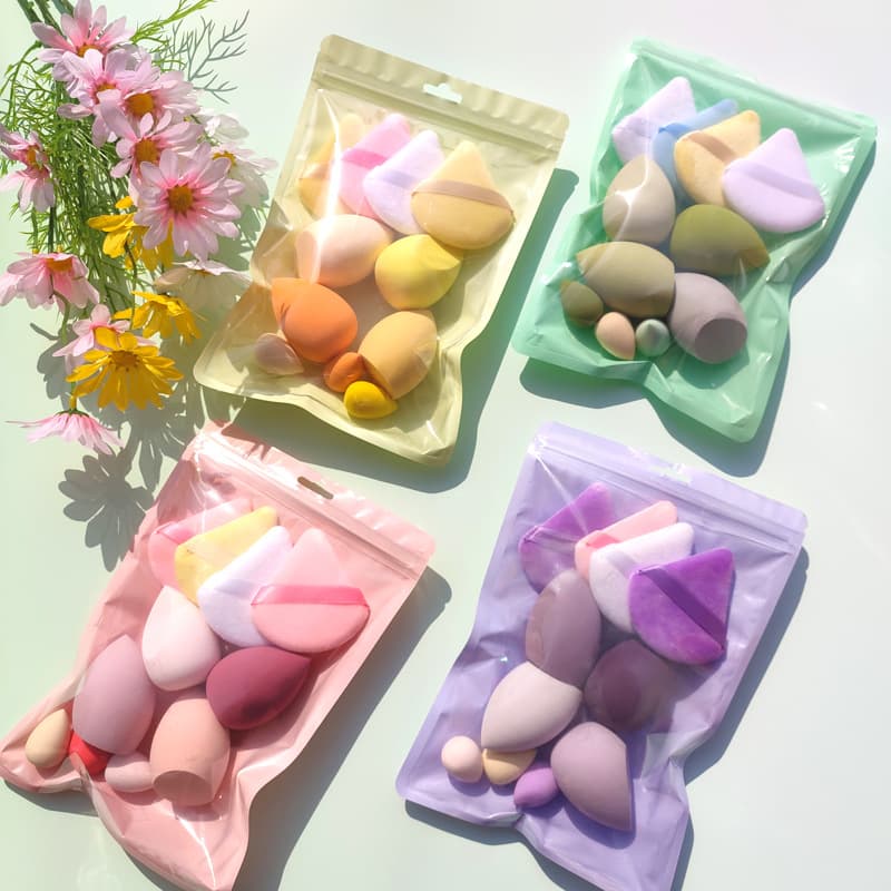 Cross-border Macaron Bag Dopamine Beauty Blender Velvet Powder Puff Super Value Combo Set Non-Absorbing Mini Makeup Sponge
