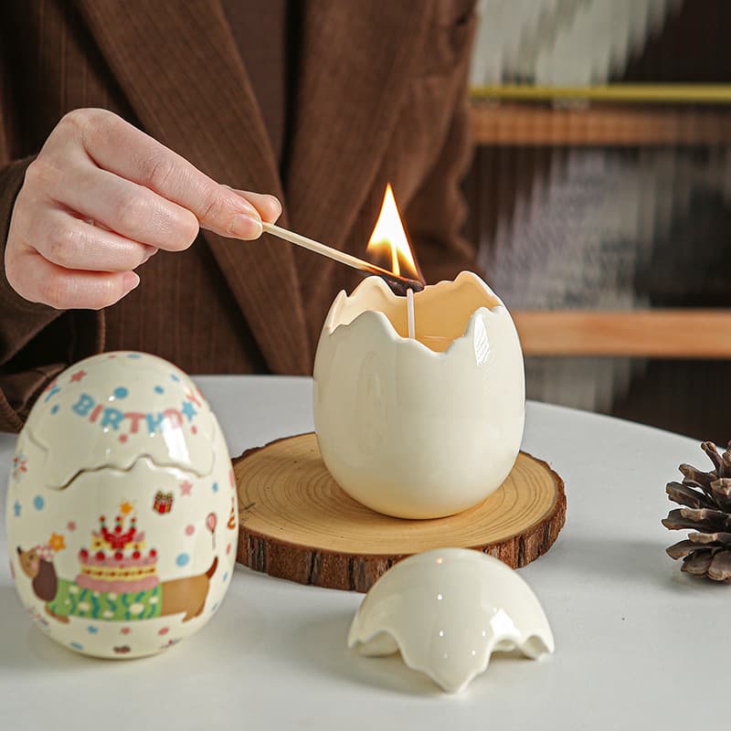 Cross-border Eggshell Ceramic Candle Cup Birthday Gift Candle Holder Premium Aroma Candle Cup Decoration Empty Candle Cup