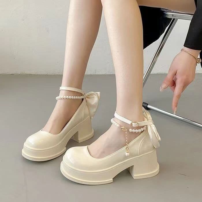 Fairy Style White Leather Shoes for Dresses High Heel Single Shoes French Chunky Heel Mary Jane Women's Shoes 2025 Summer Autumn New Arrival