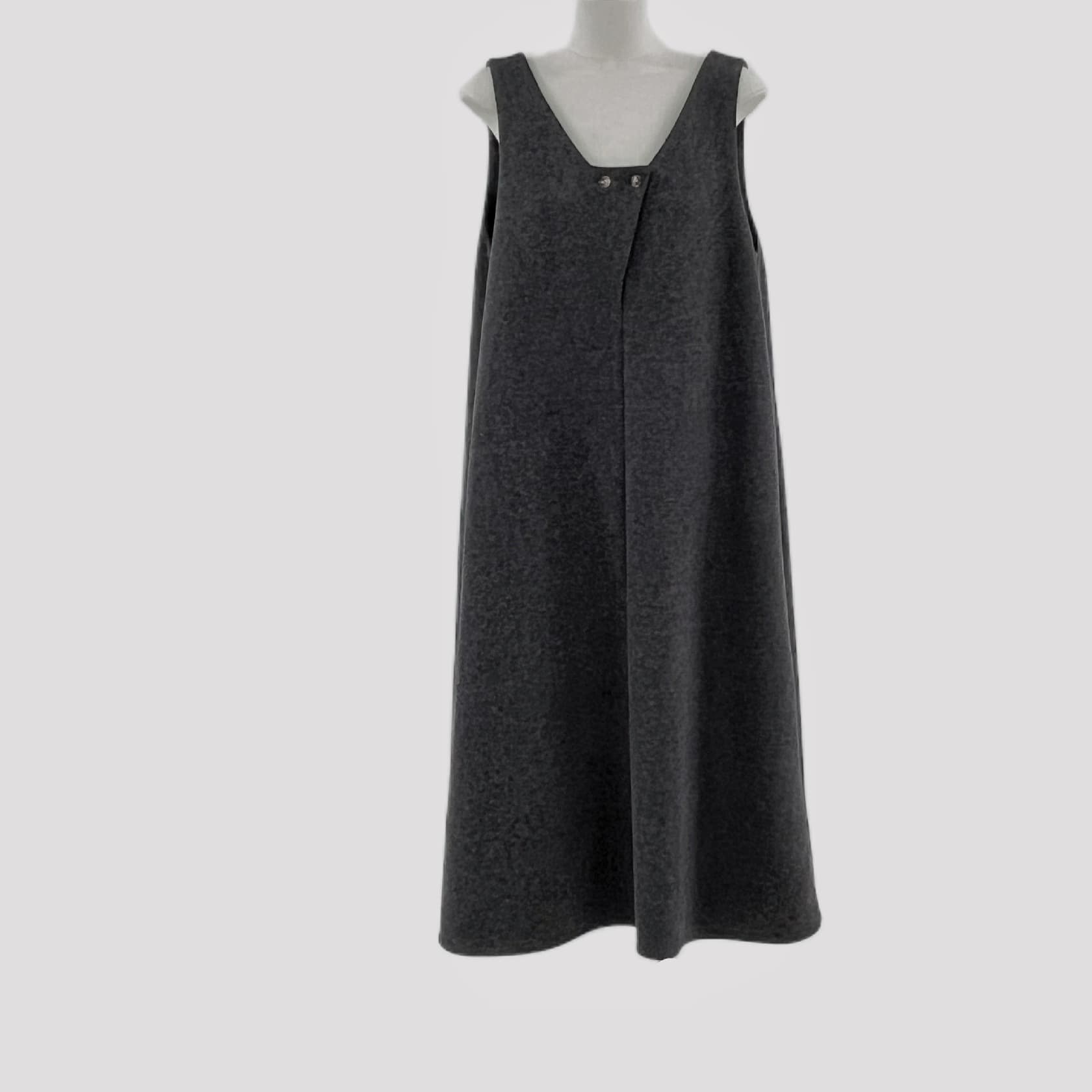 2025 Autumn/Winter New Upgraded Heavy Fabric Front and Back Reversible Layered Twill Loose Vest Dress Dark Gray