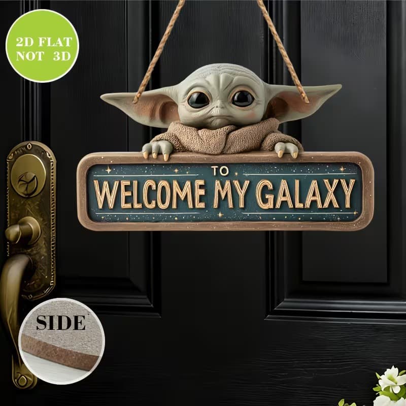 Baby Yoda Wooden Welcome Door Sign Star Wars Creative Entry Door Hanging Decoration Home Decoration Wooden Sign