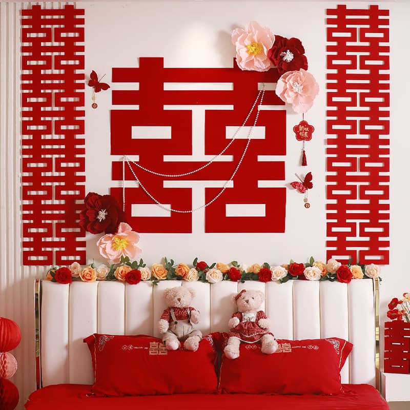 Wedding room layout set with oversized happy words wedding decoration decoration for the man and woman's bedroom wedding special background wall