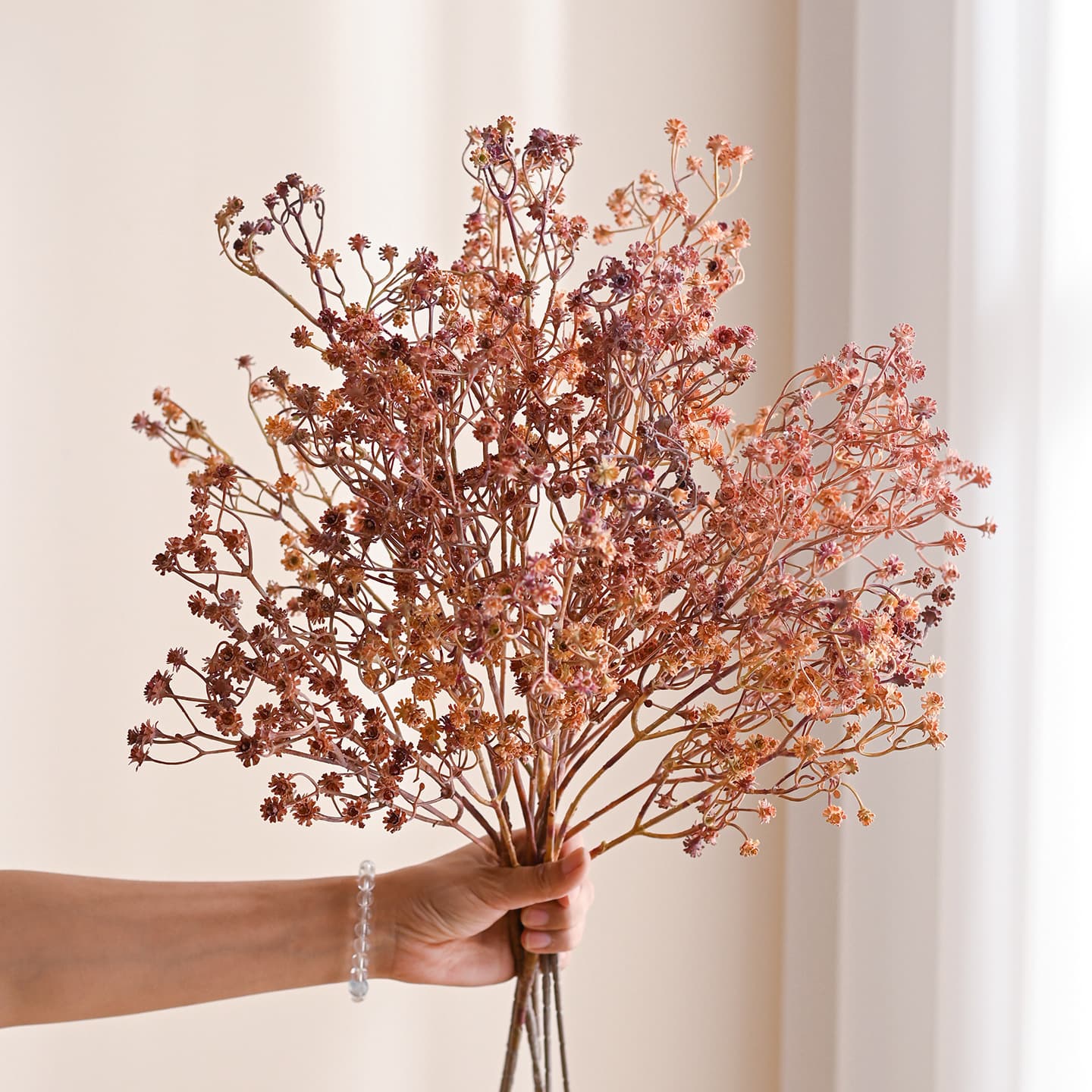 New simulated single branch autumn color baby's breath retro style home wedding floral decoration flower arrangement wholesale
