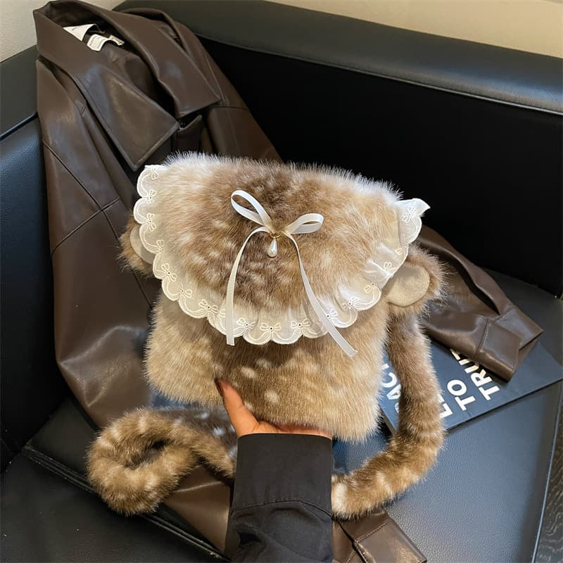 2026 Fall/Winter New Plush Handbag High-End Retro Women's Bag Shoulder Bag Korean Niche Light Luxury