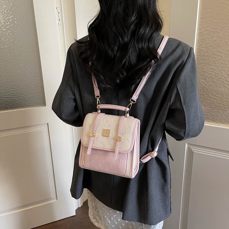 College style school backpack women's new student commuter small school bag trendy versatile woven crossbody bag