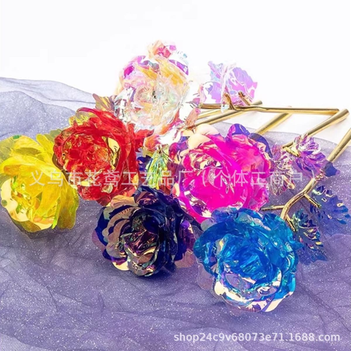 Colorful roses, dazzling luminous rose artificial flower arrangement, laser artificial flower arrangement, Valentine's Day and Mother's Day gift