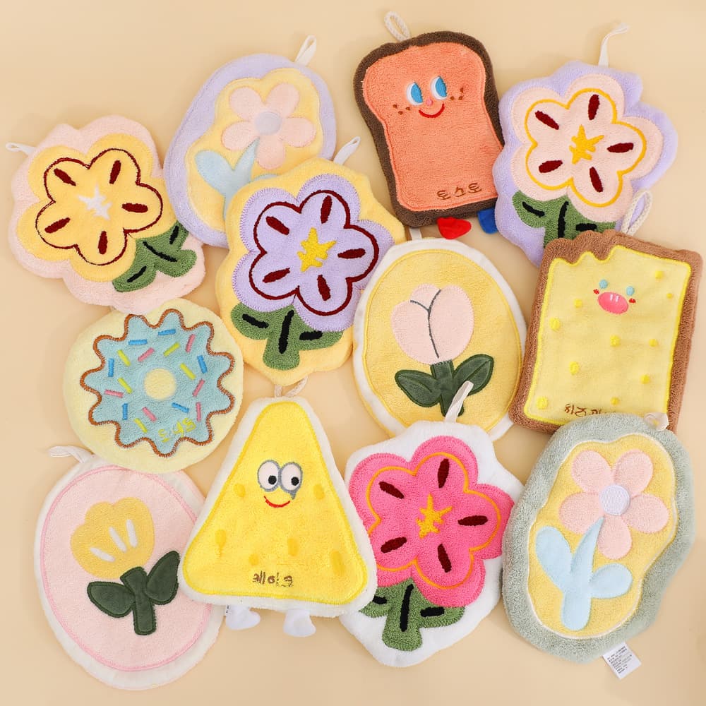 Cute kitchen hand towel/hanging towel/coral fleece/hangable absorbent cartoon handkerchief/washing cloth/kitchen dishcloth