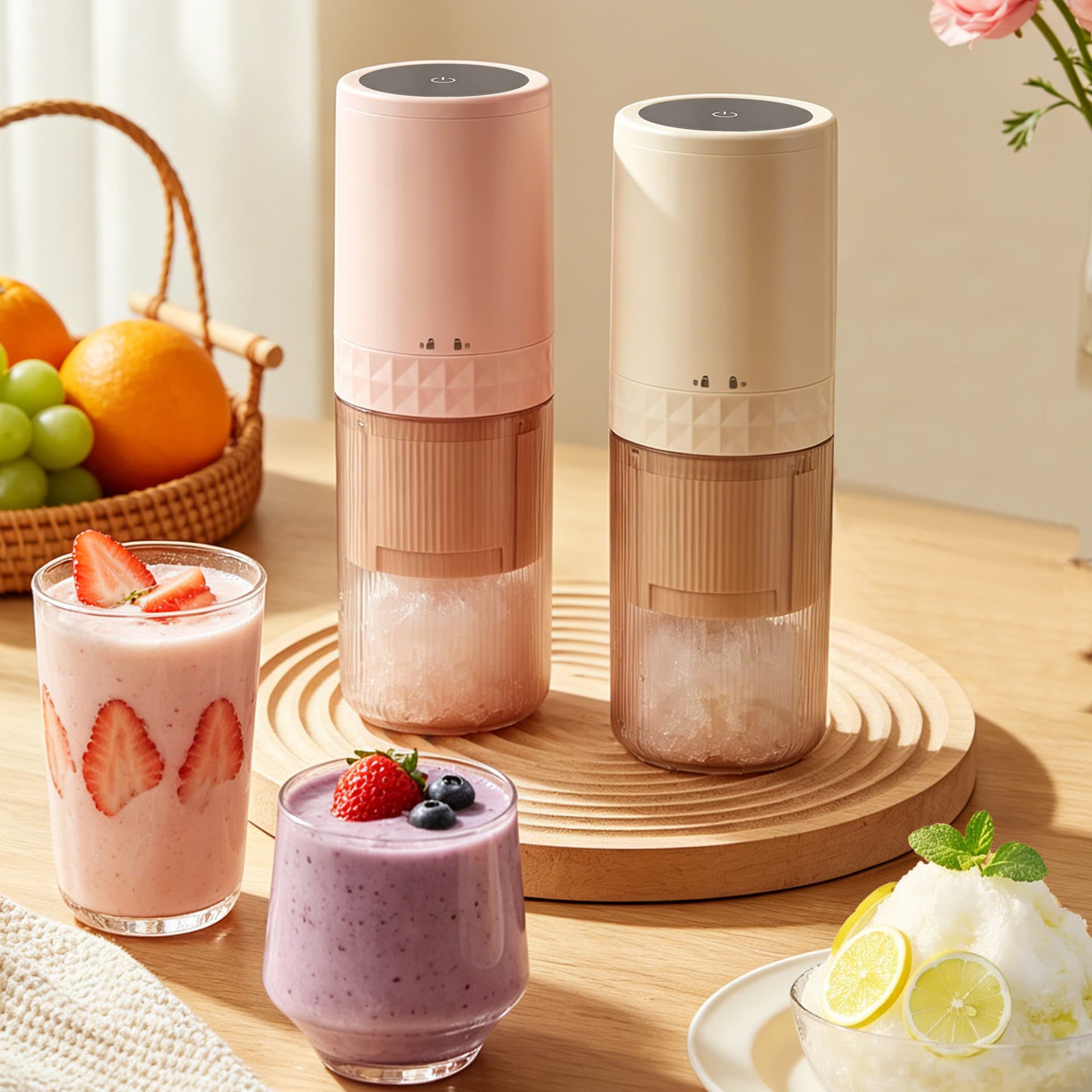 Cross-Border Fully Automatic Small Electric Ice Shaver, Multi-Functional Portable Ice Crusher, Electric Household Ice Crusher