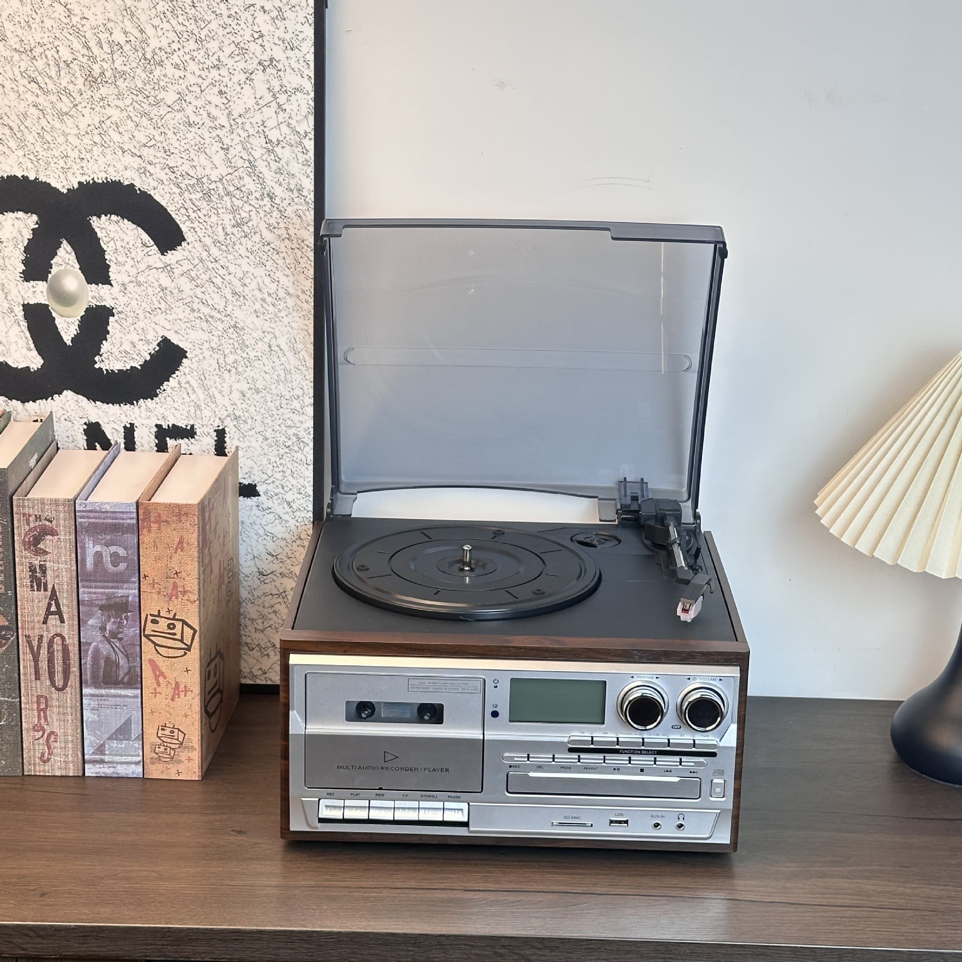 10-in-1 Multifunctional Vinyl Record Player, Living Room Ornament, Vintage Gramophone, Old American Electronic Audio System, Great Gift