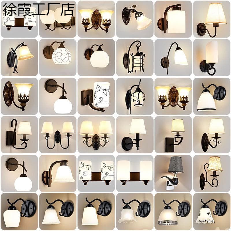 American-style black wall lamp bedside LED creative barn light Nordic study hallway staircase background wall light
