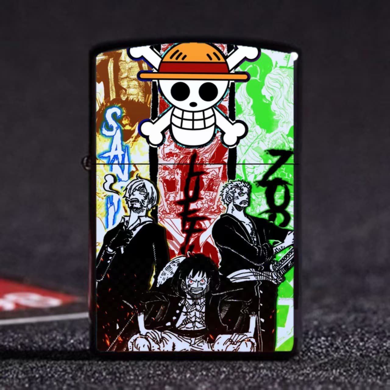 Wholesale Lighter Fluid One Piece Anime Luffy Metal Lighter Creative Cartoon Windproof Wheel Lighter