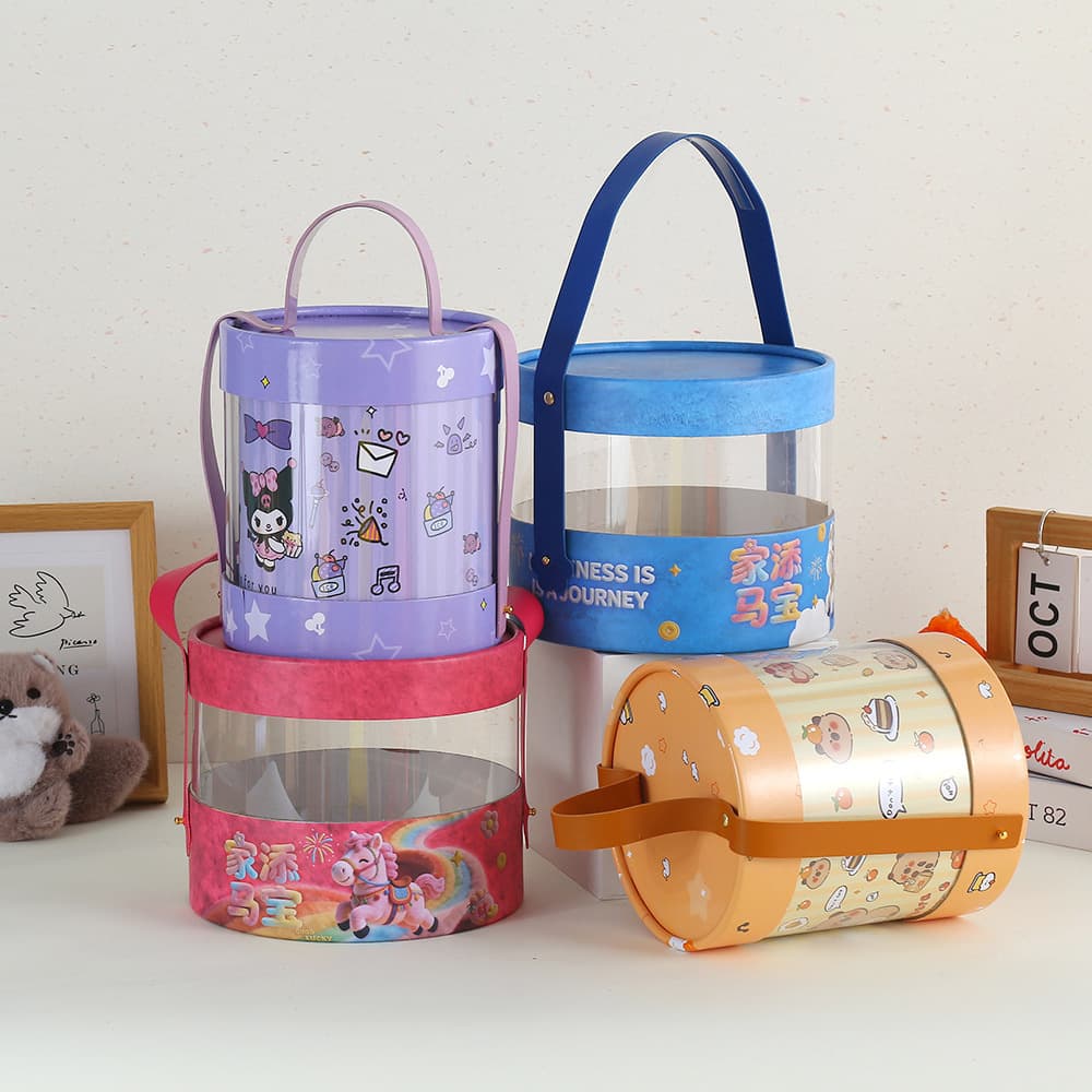 Cute Cartoon Hug Bucket Gift Box Birthday Full Month Handheld Cylinder Box Baby Shower Return Gift Snack Gift Packaging Box