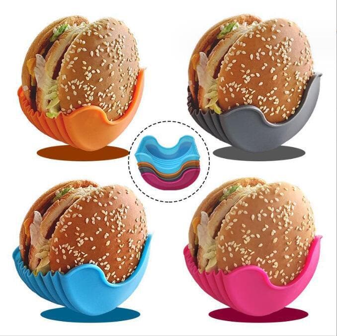 Burger Buddy Silicone Burger Holder Sandwich Storage Rack Fixed Box Burger Silicone Stand Burger Box Kitchen Storage Organizer