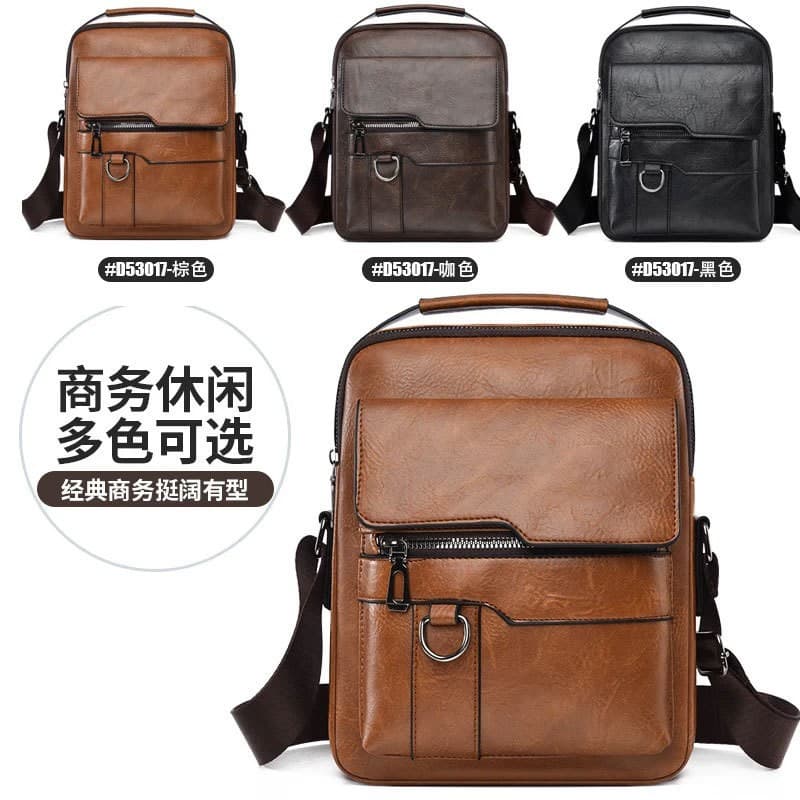 Fashion Vertical Large Capacity Men's Crossbody Bag, Multi-functional Business Commute PU Leather Shoulder Bag
