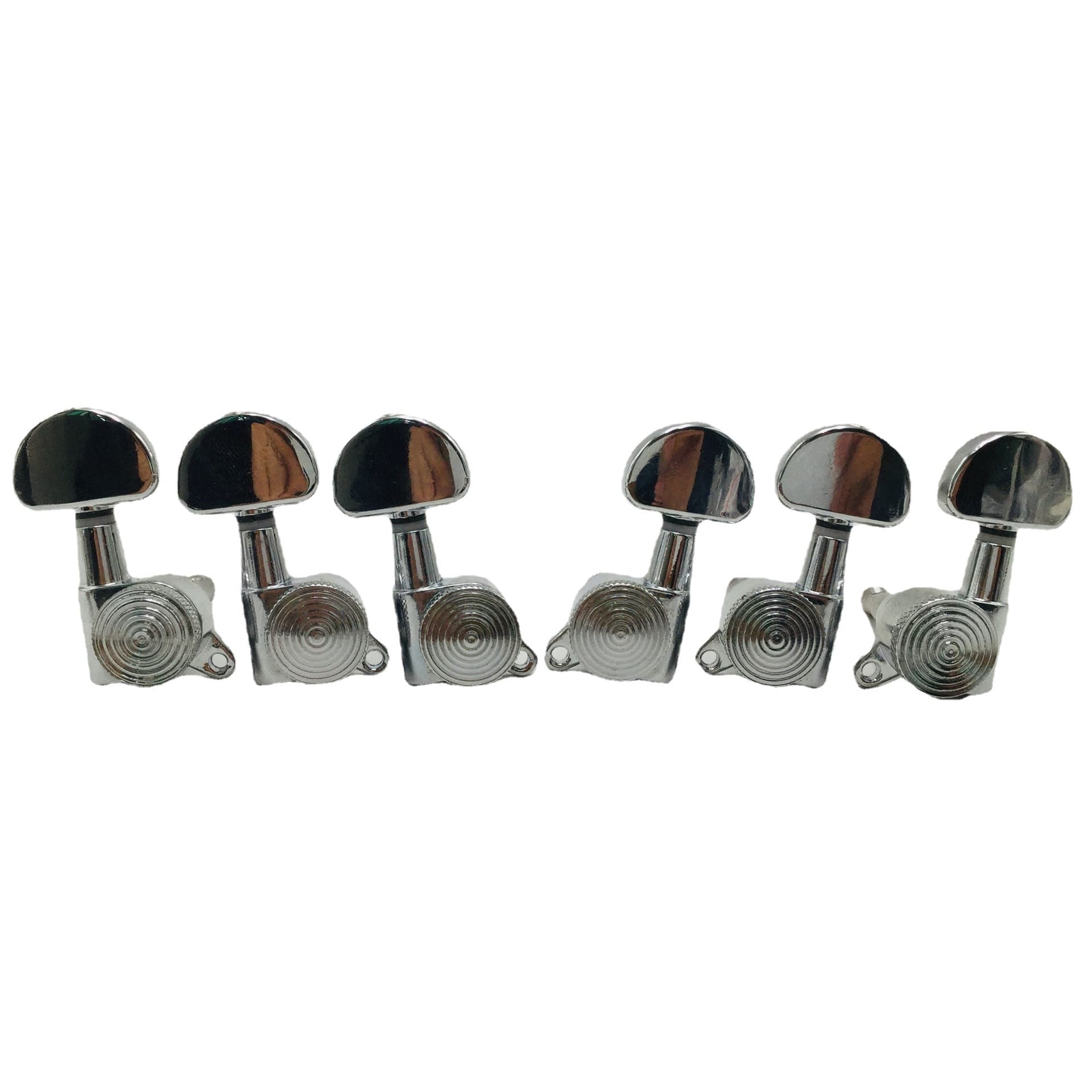 Silver Threaded E-Bakelite Guitar Tuning Pegs Semi-Circular Lock Nut Thread Full Enclosed String Button Long Needle Self-Locking String Winder