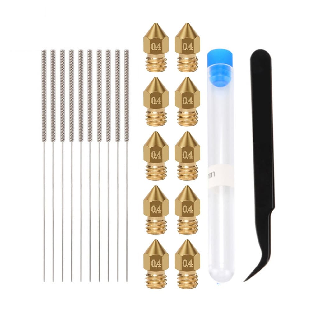 3D Printer Accessories MK8 0.4mm Brass Nozzle Print Head Cleaning Needle Unclogging Tool Tweezers Wrench Kit