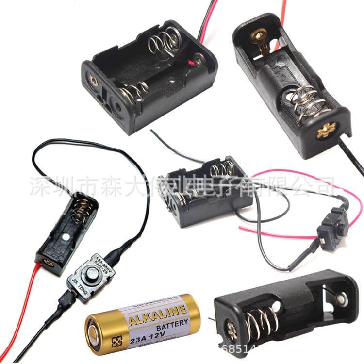 12V 23A Battery Holder, 27A Battery Box, 23A Battery Case with Switch and Wire, Pin Type, L1028 Battery Holder