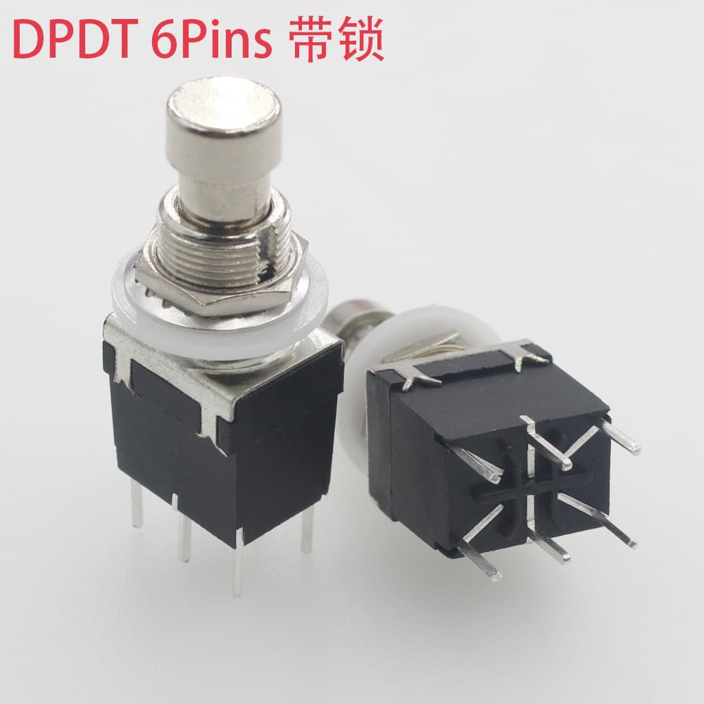 PBS-24-202P 6-Pin Instrument Effect Pedal Foot Switch Button Switch, Foot Stomp with Lock, PC Pins