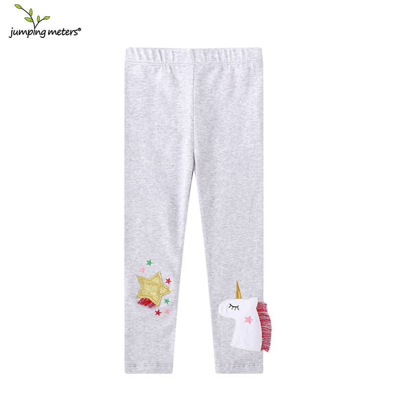 Girls Long Pants Spring Fashion Embroidered Slim Fit Base Layer Unicorn Design Comfortable Cotton Underwear for Kids