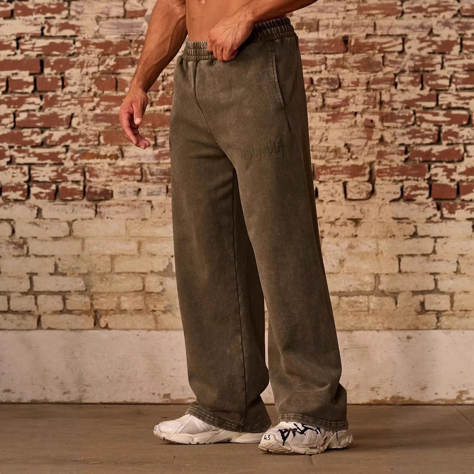 YOUNGLA American Style Autumn Winter New Sweatpants Men's Casual Loose Heavyweight Cotton Puff Print Casual Pants