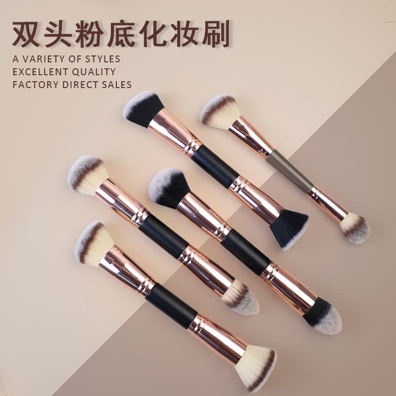 Spot Double-Ended Foundation Blush Brush Single Multi-Color Soft-Bristled Beauty Tool Contouring Brush Loose Powder Brush Makeup Brush Wholesale