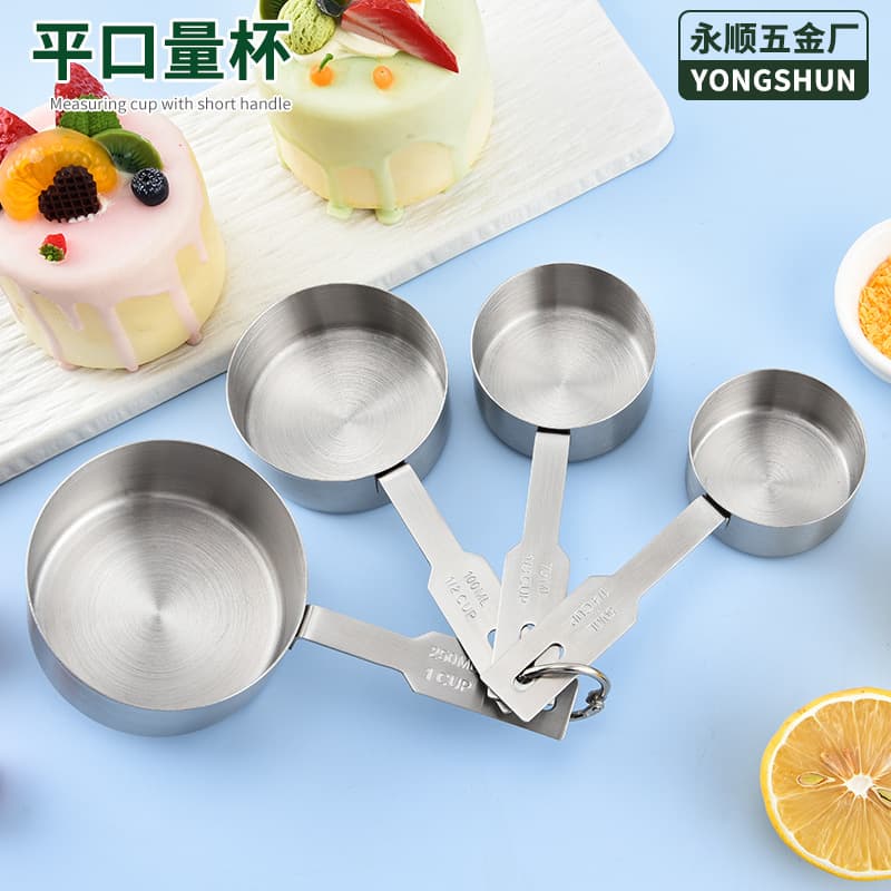 Stainless Steel US/EU Standard Measuring Cup 4-Piece Set Kitchen Baking Measuring Cup and Spoon Set