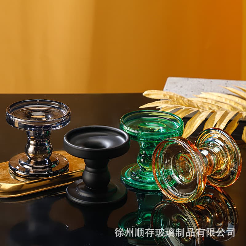 ins glass Roman column candlestick French retro ornaments romantic candlelight dinner candlestick soft decoration photo