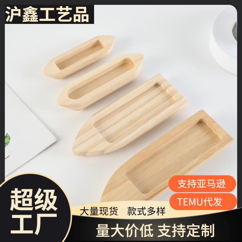 Wooden Small Boat Model, Canoe Science Experiment Ship-shaped Wood Block, Waterproof Wooden Solid Wood Toy