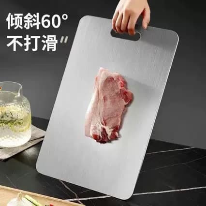 Cross-border Stainless Steel Cutting Board Double-Sided Cutting Rounded Edge Chopping Board for Home Use Kneading Dough Rolling Pin Board with Hanging Hole Wholesale Factory