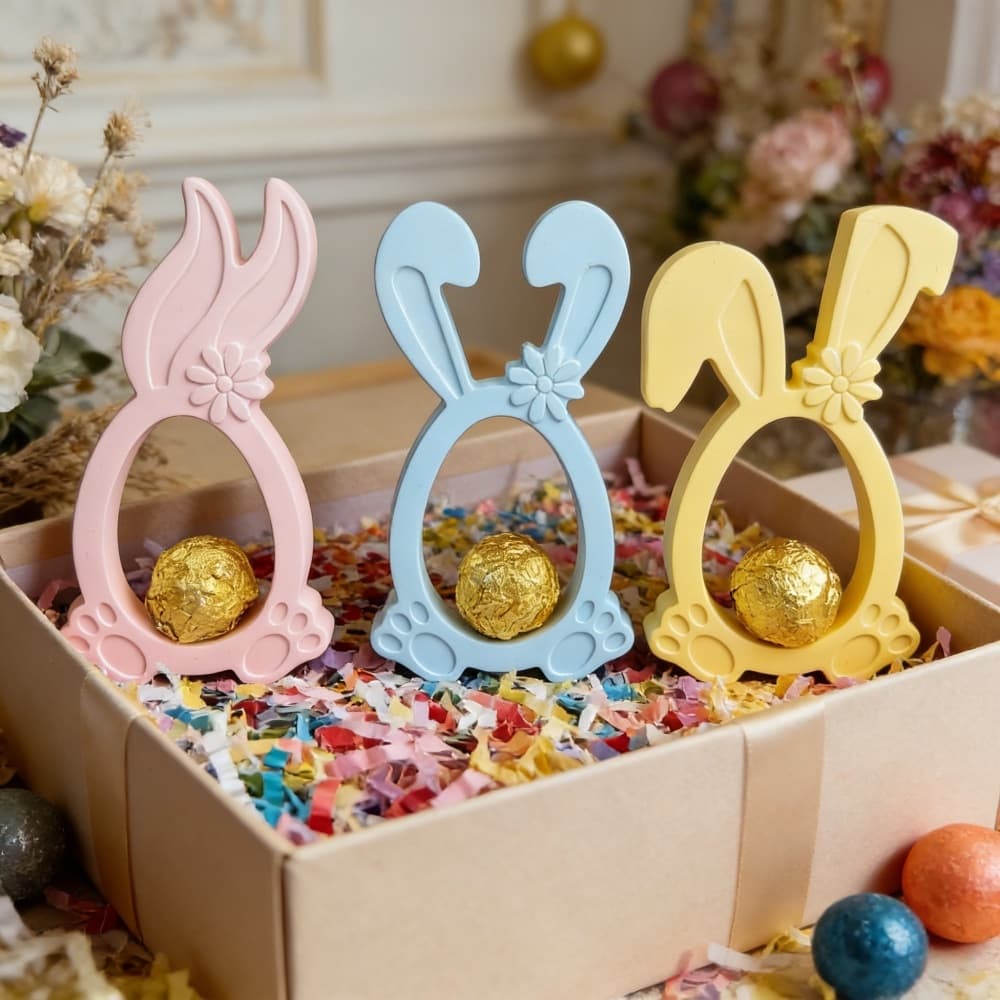 S2342+S2343+S2344 Easter petal bunny ornaments decorative cement plaster mold DIY silicon