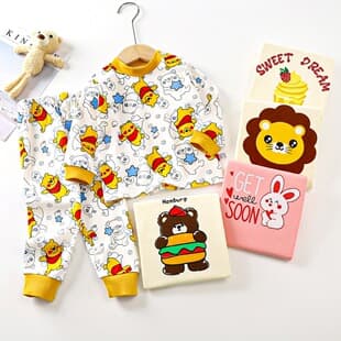 Children's Cotton Underwear Set Boys Thermal Long Sleeve Top and Bottom Baby Girls Homewear Autumn Clothing