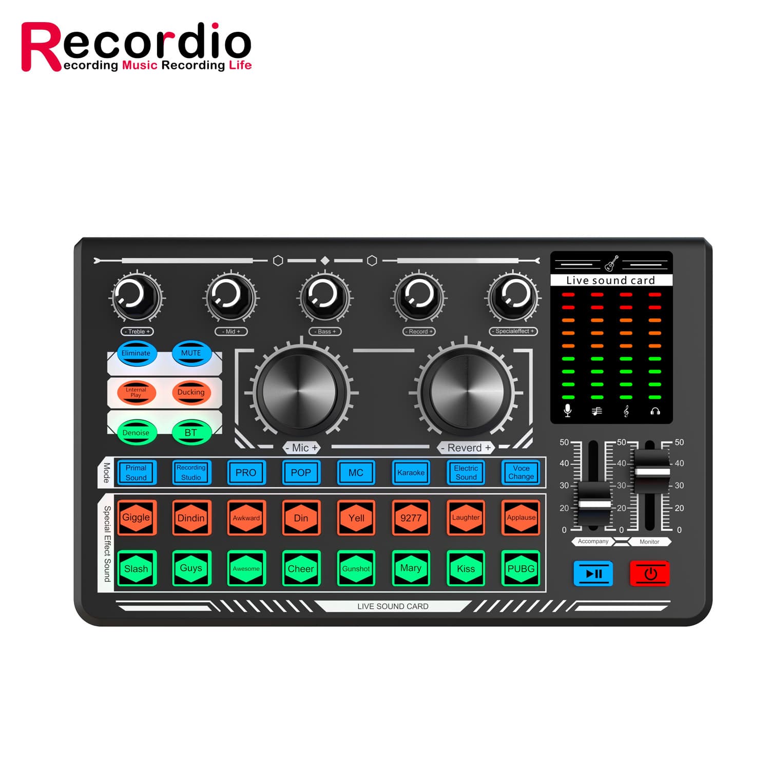 Professional External Sound Card for Mobile and Computer Bluetooth Live Streaming Recording Studio Condenser Microphone 48V Powered Microphone for Karaoke