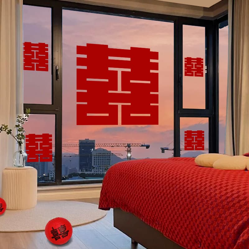 Window happy word stickers for wedding special wedding room layout for men and women's new house large word decoration door stickers glass stickers