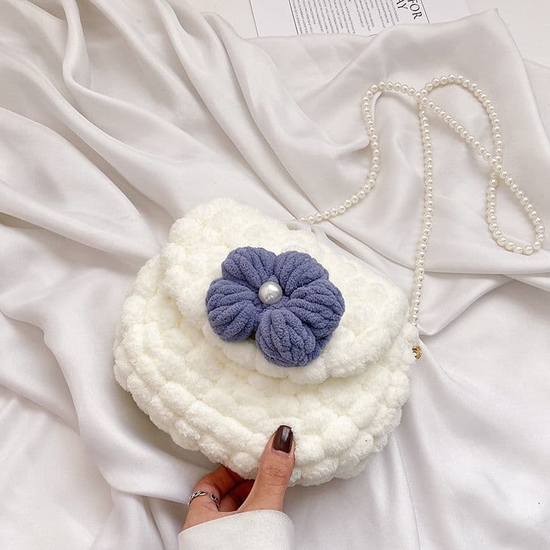 Handmade diy material bag, self-made gift woven bag, female couple best friend cross-body saddle bag mesh wool