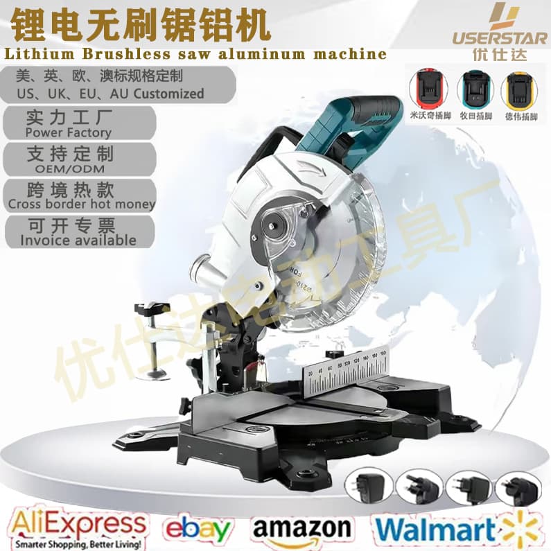 New Cross-Border Electric Aluminum Saw Industrial Cutting Machine 21V Brushless Miter Saw Lithium Battery Aluminum Saw Circular Saw