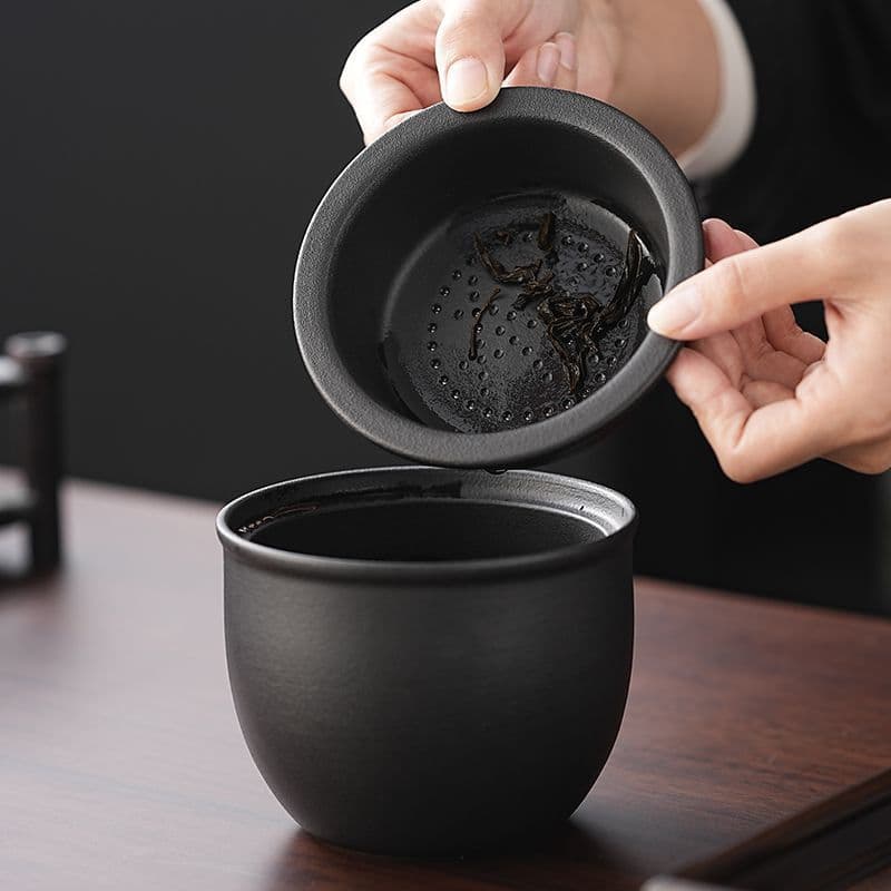 Coarse pottery tea residue jar with lid household large capacity water receptacle Jian Shui Chinese minimalist wastewater tank tea rinsing tea set accessory