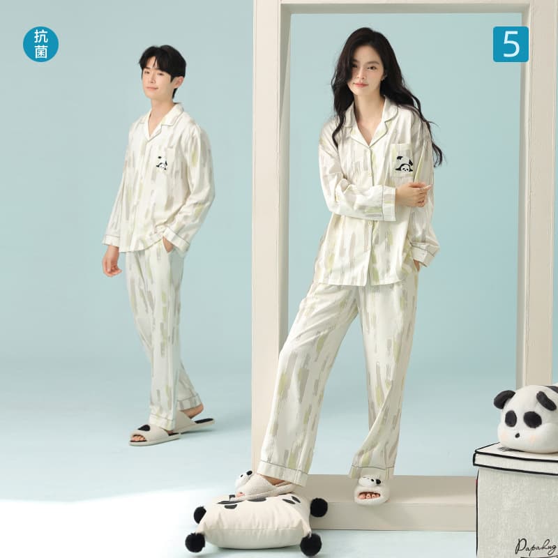 [Antibacterial Xinjiang Cotton] Spring/Summer Couple Pajamas Women's Long-Sleeve Cotton Stretch Men's Homewear Set