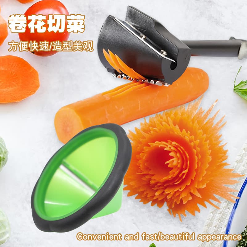Fruit and Vegetable Curling Blade Carving Tool Creative Carrot Cucumber Decorative Flower Shape Kitchen Gadget