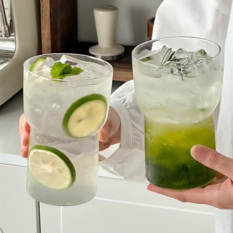 Creative ins ice American high-grade transparent torch cup simple sparkling water glass cup cold brew cold drink moji cup