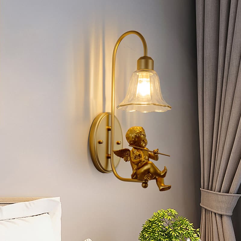 French bedroom bedside wall lamp Nordic light luxury creative living room TV background wall lamp staircase retro angel wall lamp